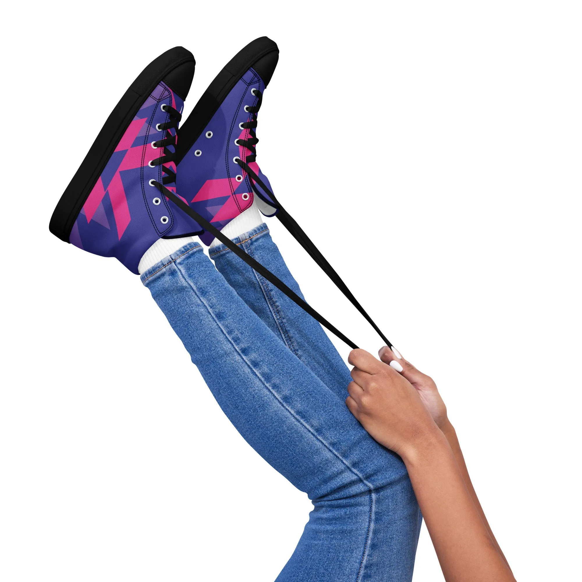 BE BRAVE Women’s High Top Canvas Shoes (Purple, Pink)
