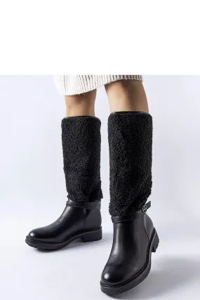 Black boots decorated with fur