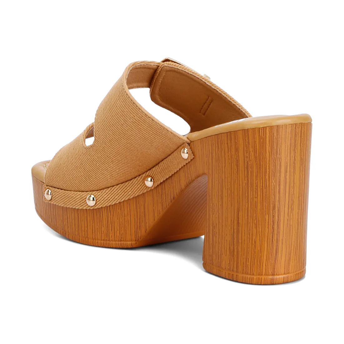 Buckle Straps High Block Heel Clogs