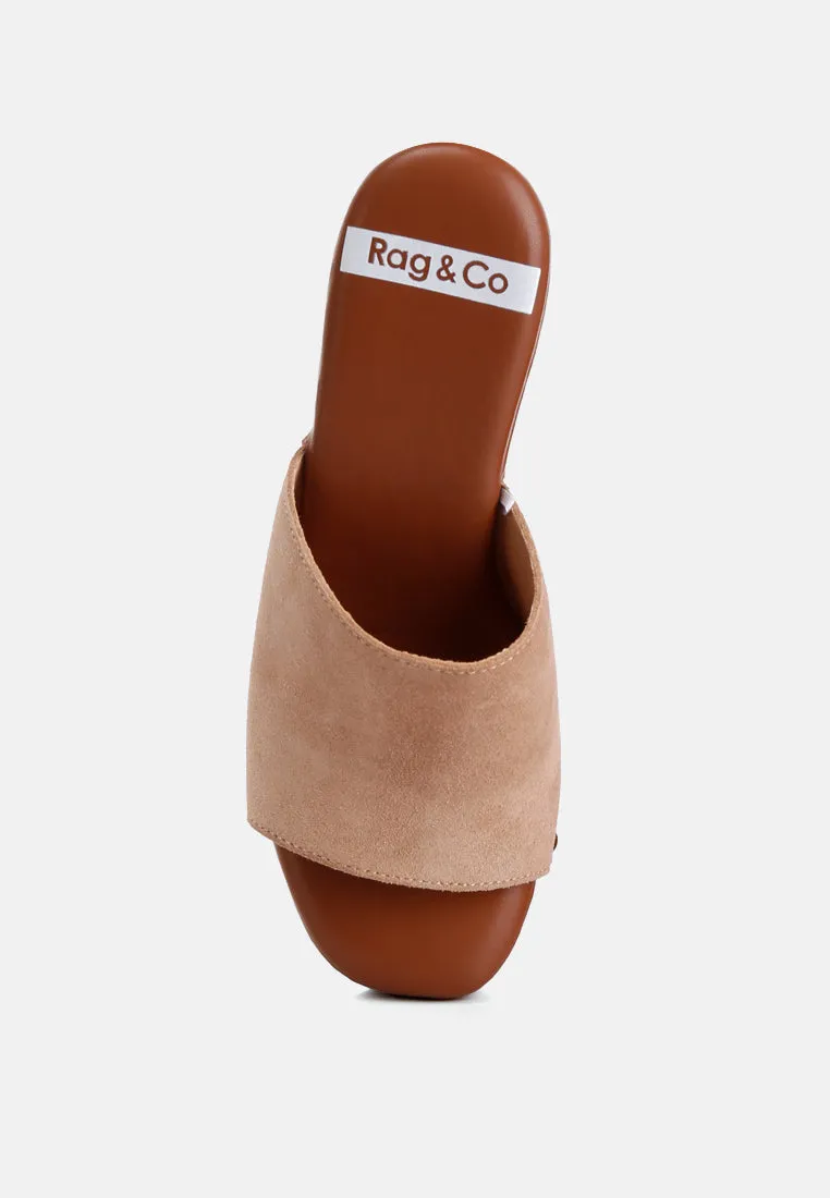 Cartera Soft Suede High Block Heel Clogs