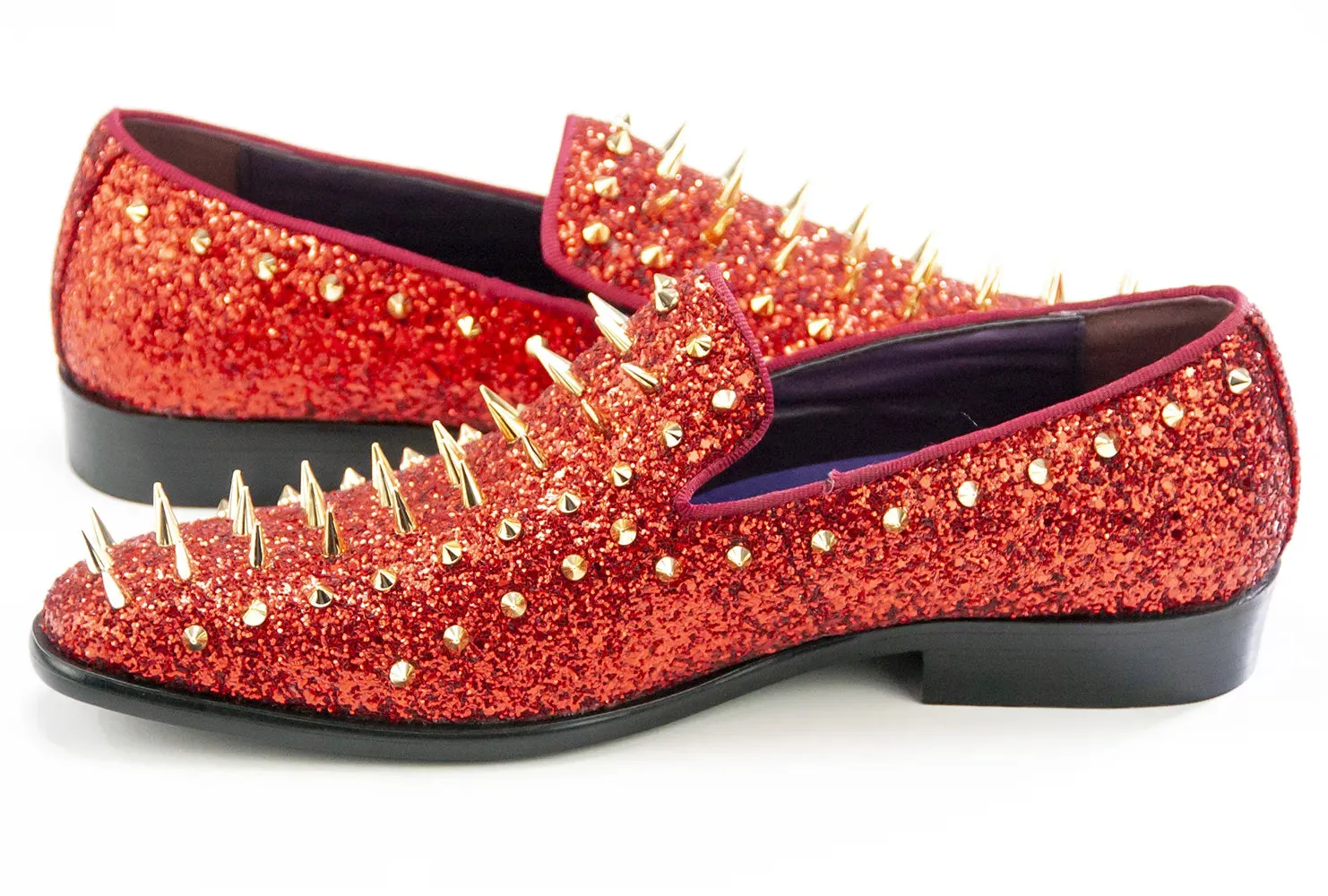 Chili Spiked Glitter Smoking Loafer