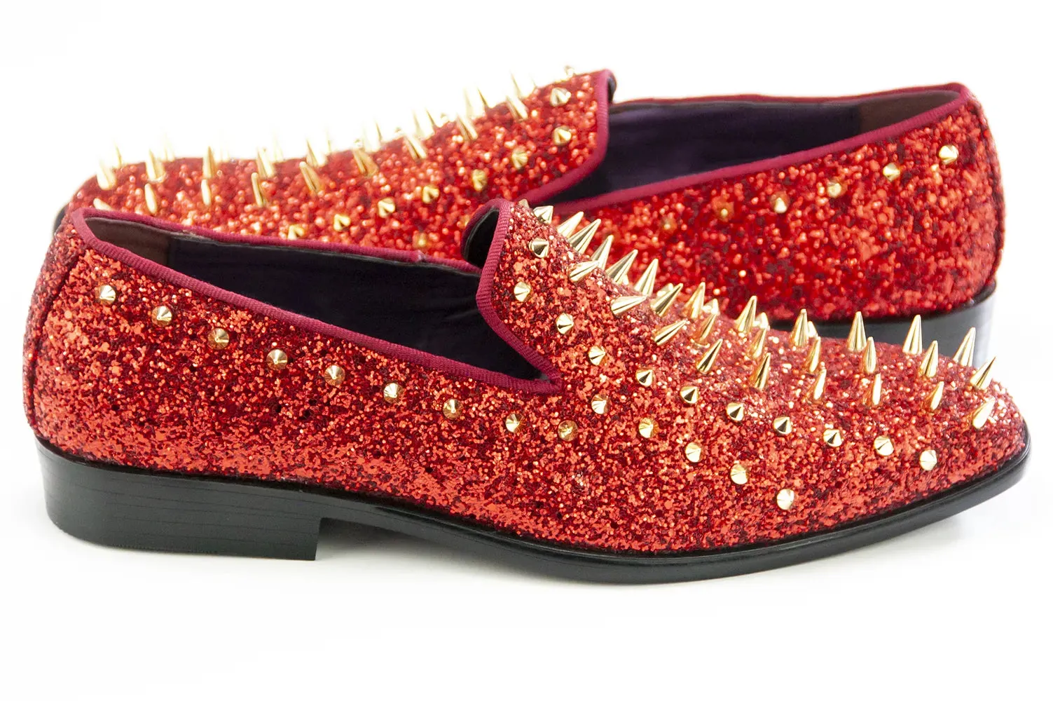 Chili Spiked Glitter Smoking Loafer