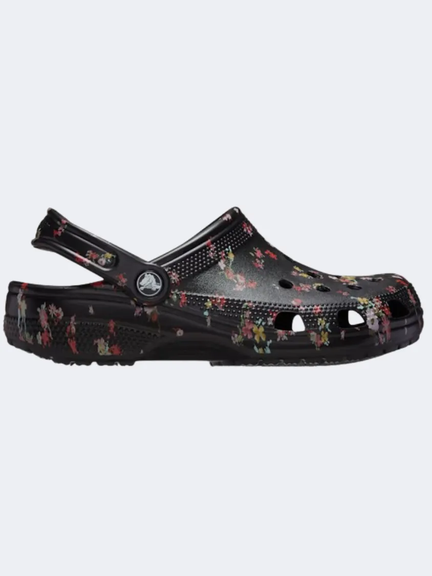 Crocs Classic Ditsy Floral Clog Unisex Lifestyle Slippers Black