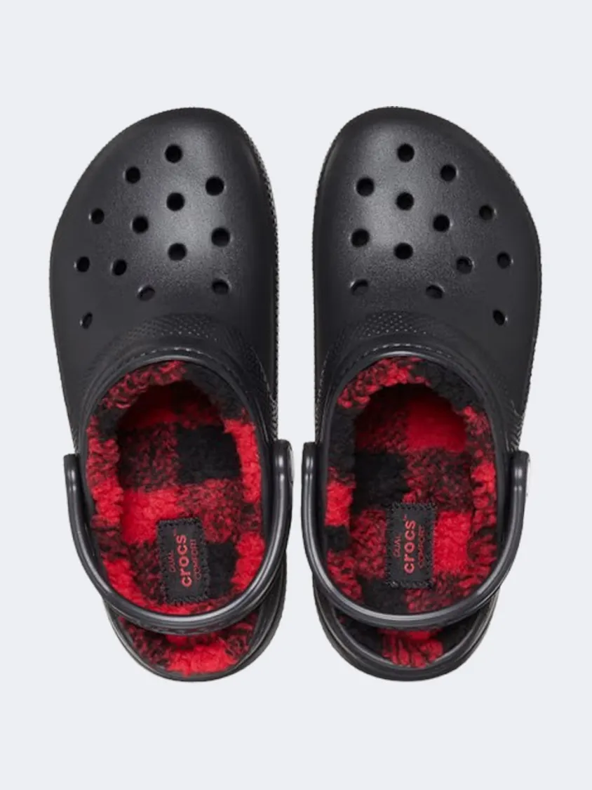 Crocs Classic Lined Buff Check Clog Unisex Lifestyle Slippers Black