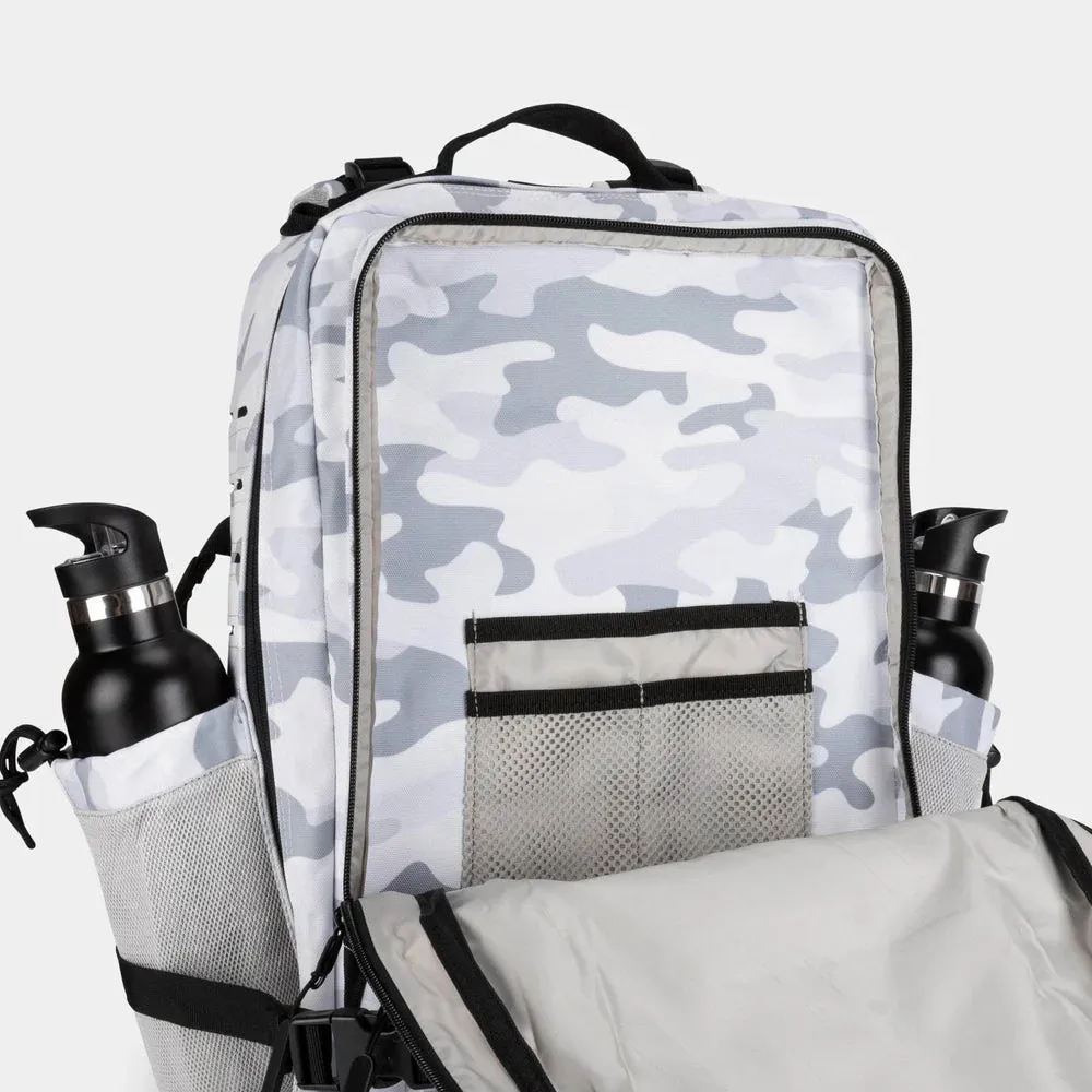 LARGE GYM BACKPACK BUILT FOR ATHLETES WHITE CAMO
