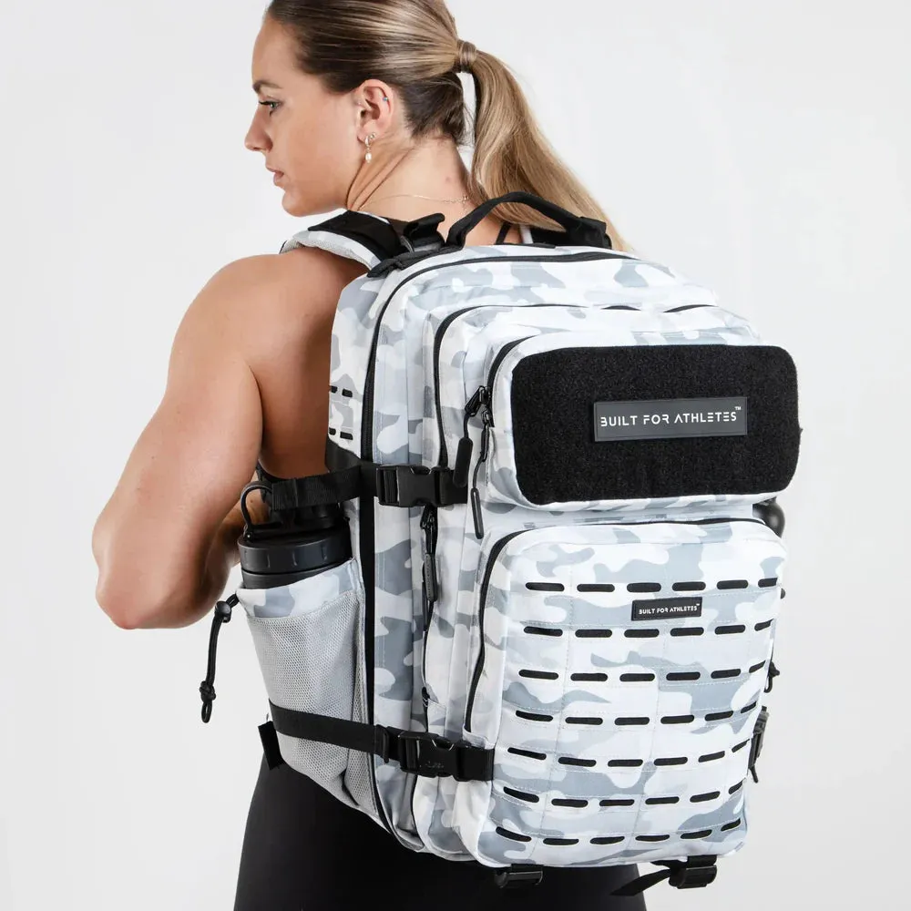 LARGE GYM BACKPACK BUILT FOR ATHLETES WHITE CAMO