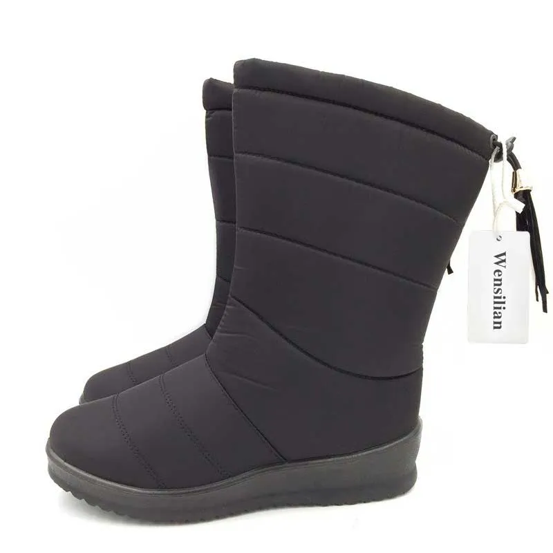 Mid-Calf Down Waterproof Ladies Snow Boat