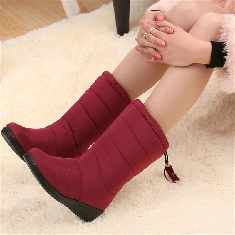 Mid-Calf Down Waterproof Ladies Snow Boat