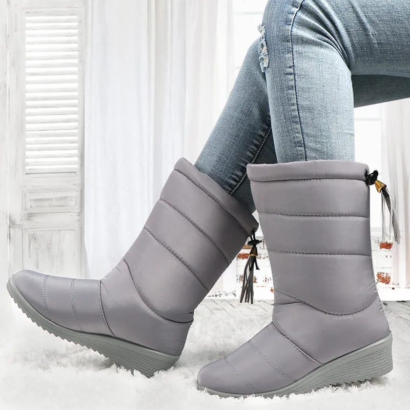 Mid-Calf Down Waterproof Ladies Snow Boat