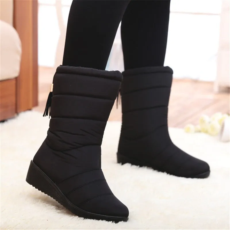 Mid-Calf Down Waterproof Ladies Snow Boat