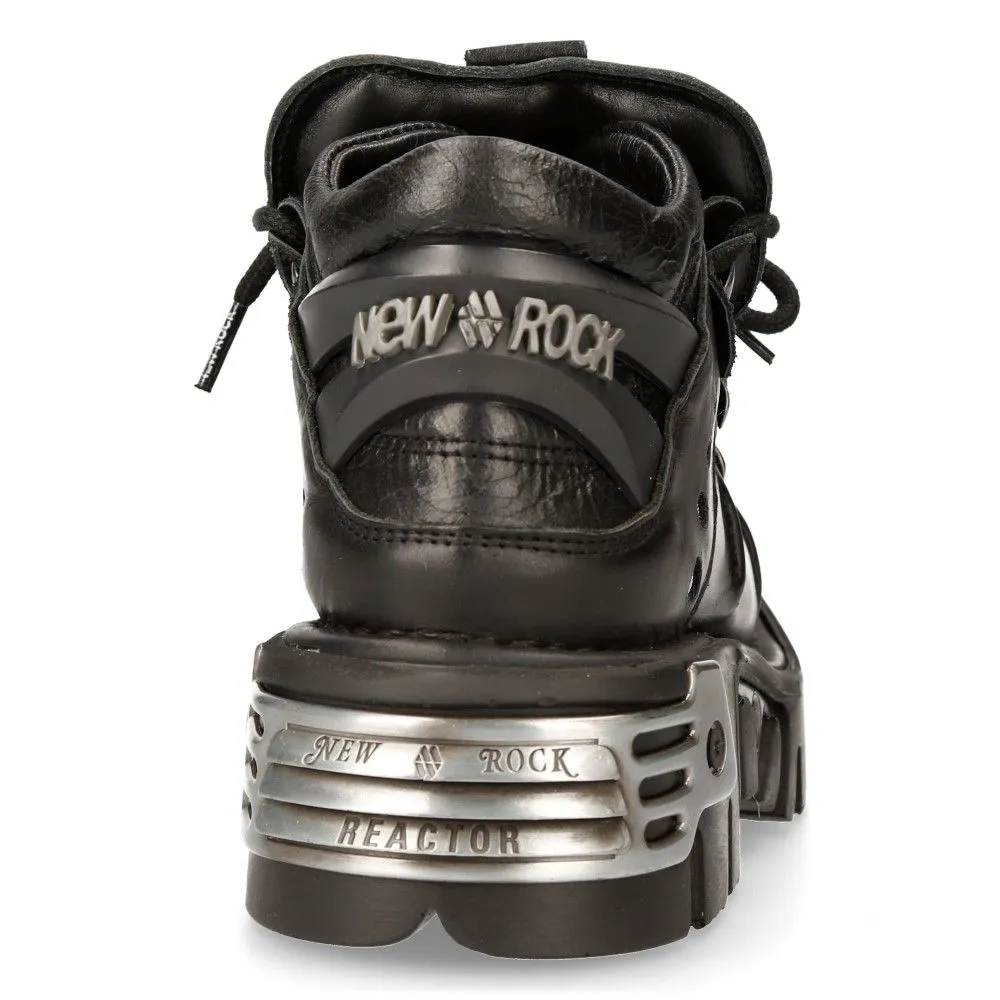 NEW ROCK -  110-S1 Black Chunky Spiked Ankle Boots