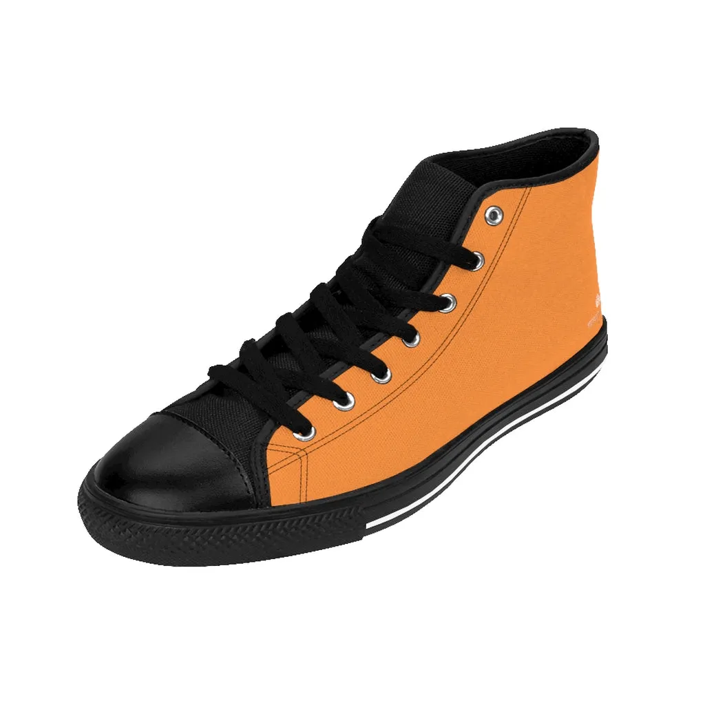Orange Men's High-top Sneakers, Solid Color Minimalist Designer Tennis Running Shoes (US Size: 6-14)
