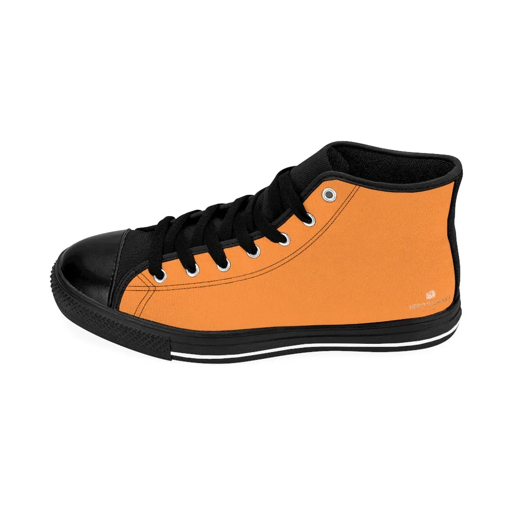Orange Men's High-top Sneakers, Solid Color Minimalist Designer Tennis Running Shoes (US Size: 6-14)