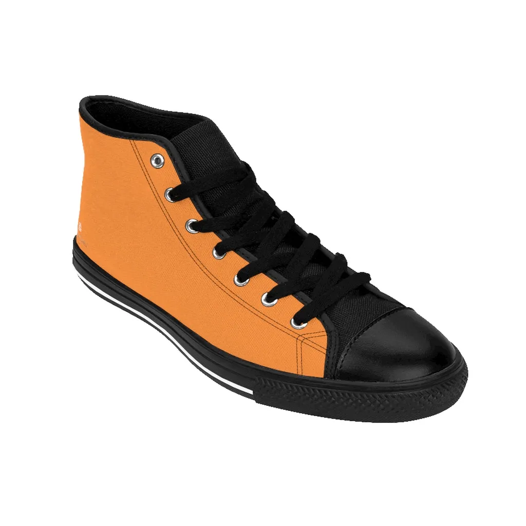 Orange Men's High-top Sneakers, Solid Color Minimalist Designer Tennis Running Shoes (US Size: 6-14)