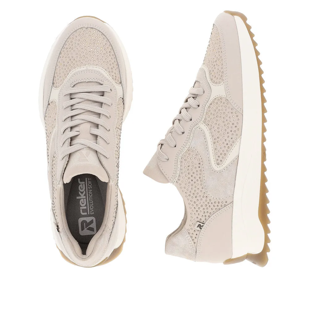 Rieker Evolution Ladies Crystal Trim Lace Up Sneaker