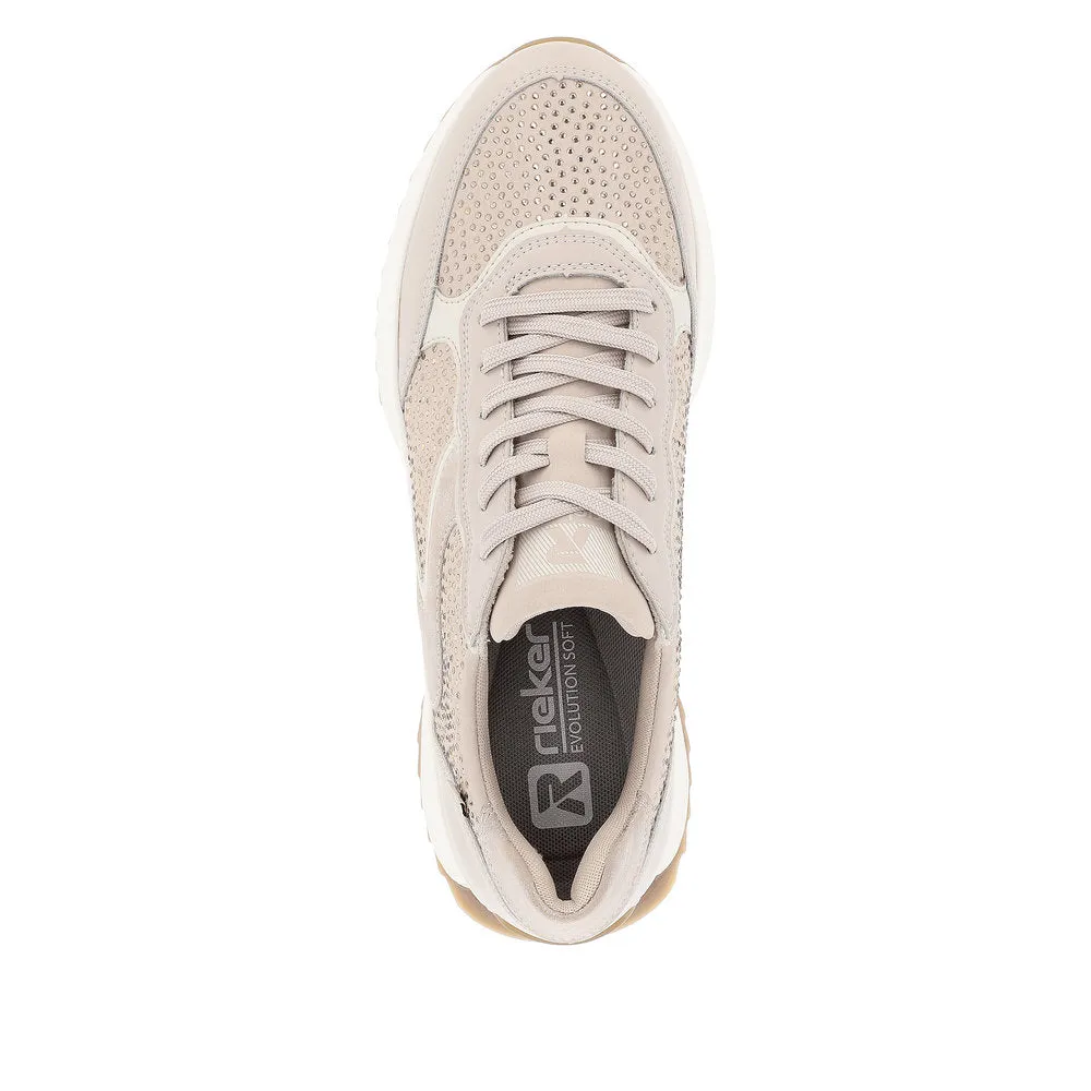 Rieker Evolution Ladies Crystal Trim Lace Up Sneaker