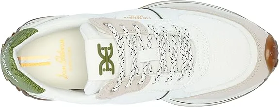 Sam Edelman Jayce White/Lily White/Matcha Green Low Top Lace Up Sneakers