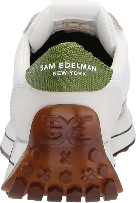 Sam Edelman Jayce White/Lily White/Matcha Green Low Top Lace Up Sneakers