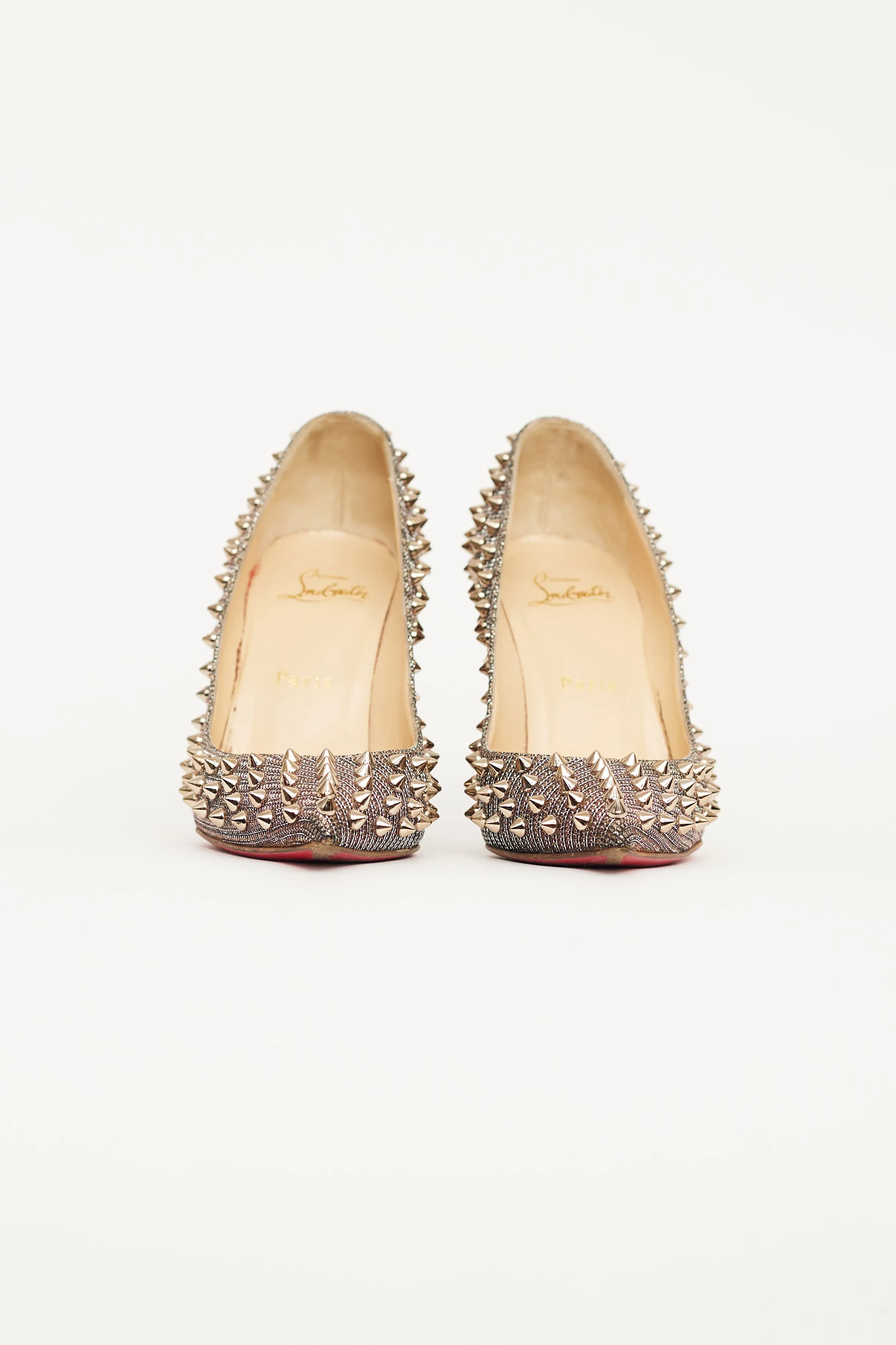 Silver Spiked Pigalle Follies Pump