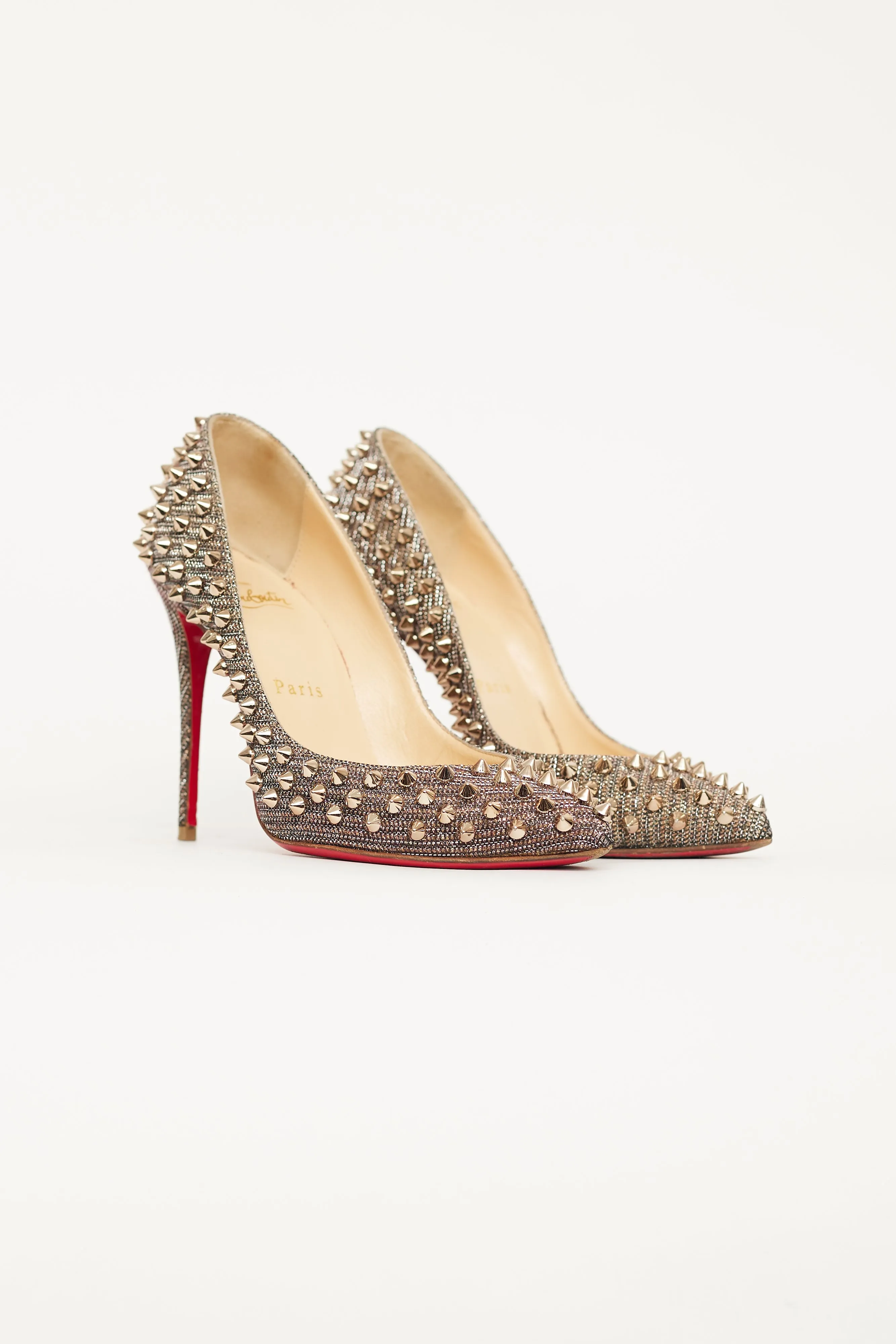 Silver Spiked Pigalle Follies Pump