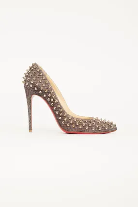 Silver Spiked Pigalle Follies Pump