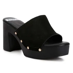 Suede High Block Heel Clogs