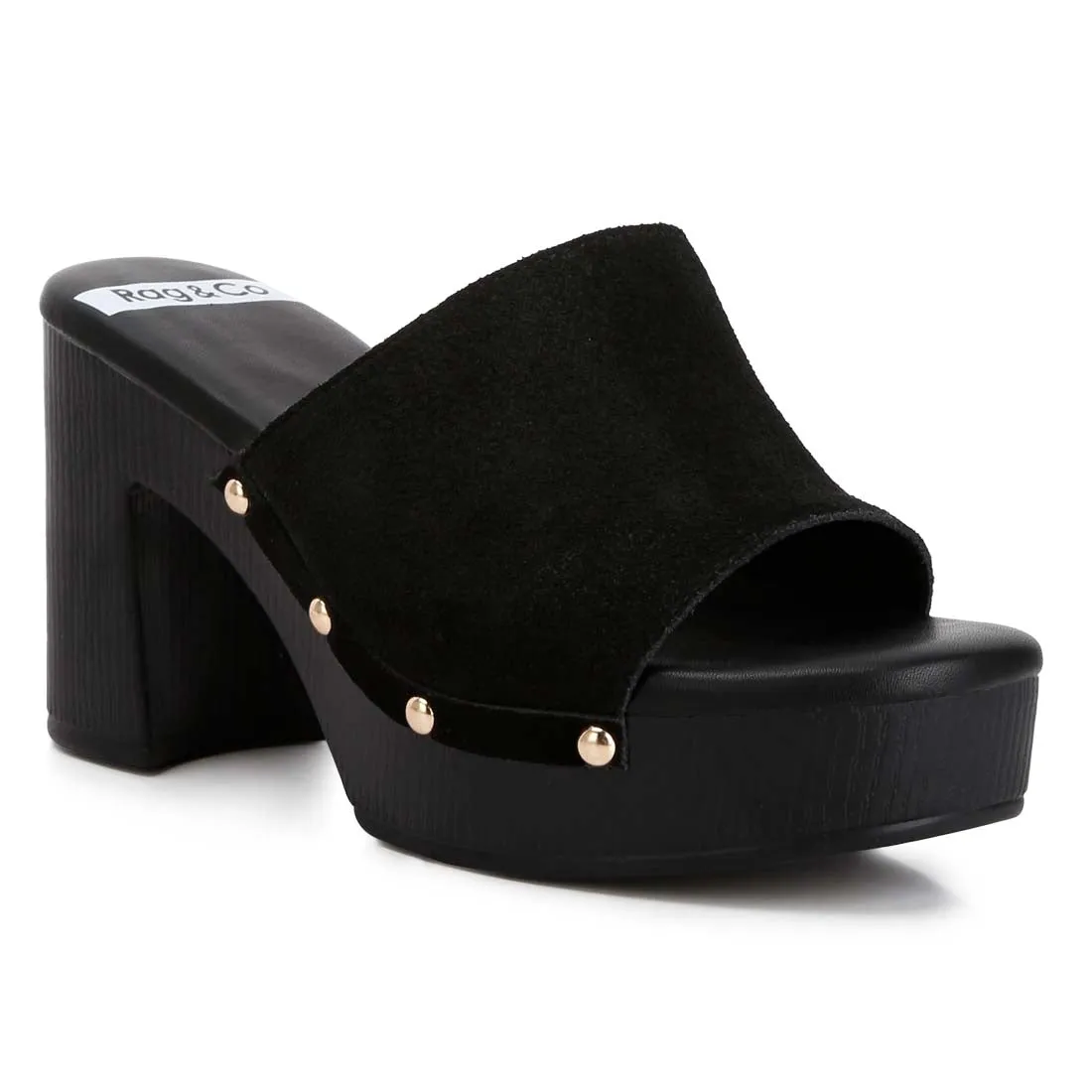 Suede High Block Heel Clogs