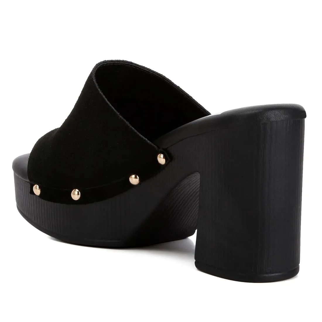 Suede High Block Heel Clogs