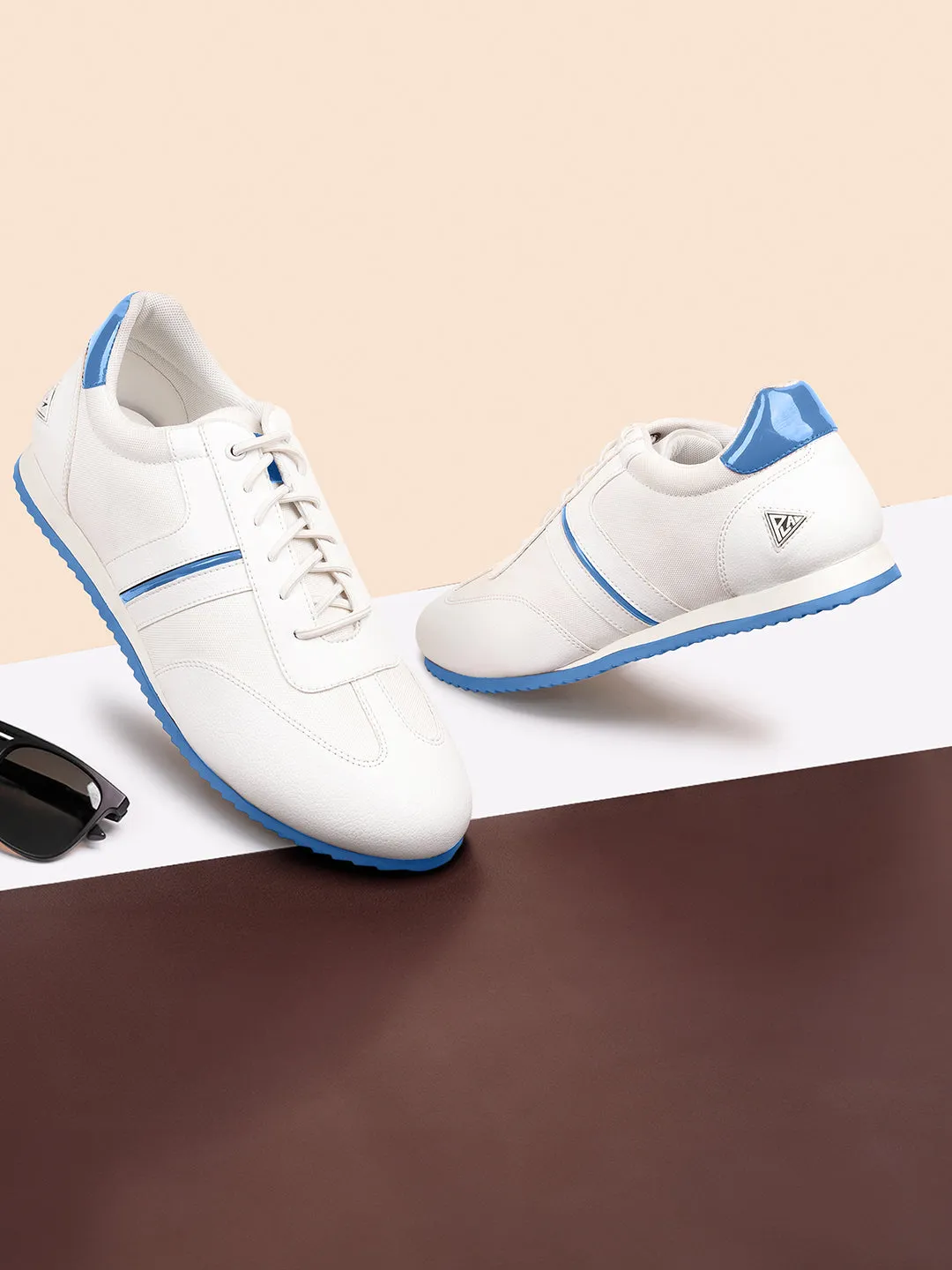 White and Blue Sneakers For Men